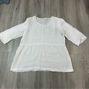 L - J Jill Purejill Peplum Linen Blend Top